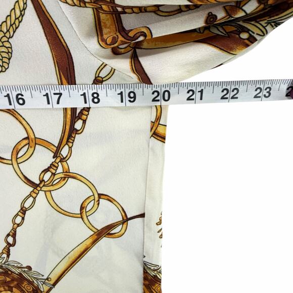 Hippocampe Blouse Top Womens M Cream Chain Print 3/4 Sleeve Old Money Equestrian - Picture 7 of 15